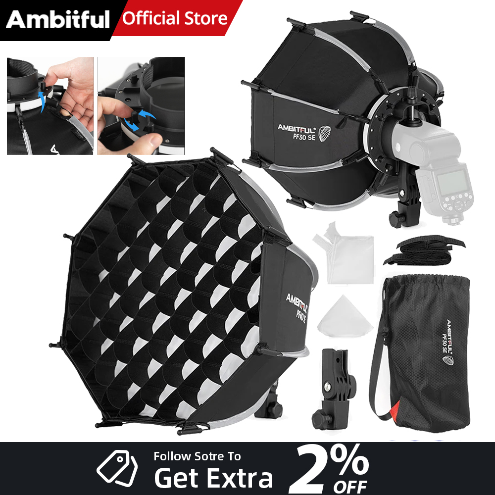 Godox Speedlite Flash - AMBITFUL PF30/PF40 ซอฟต์บ็อกซ์แบบร่มทรงแปดเหลี่ยมขนาด 30 ซม./40 ซม.