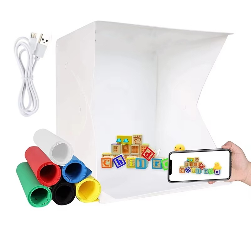 Photography Lighting And Background - กล่องไฟพับได้แบบพกพาสำหรับถ่ายภาพ LED พร้อมชุดไฟสตูดิโอ LED Softbox 6