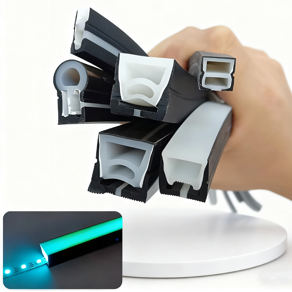 Diffusion Material Roll - หลอดซิลิโคนสีดํา LED Neon Light เชือกยืดหยุ่นช่อง Diffuser