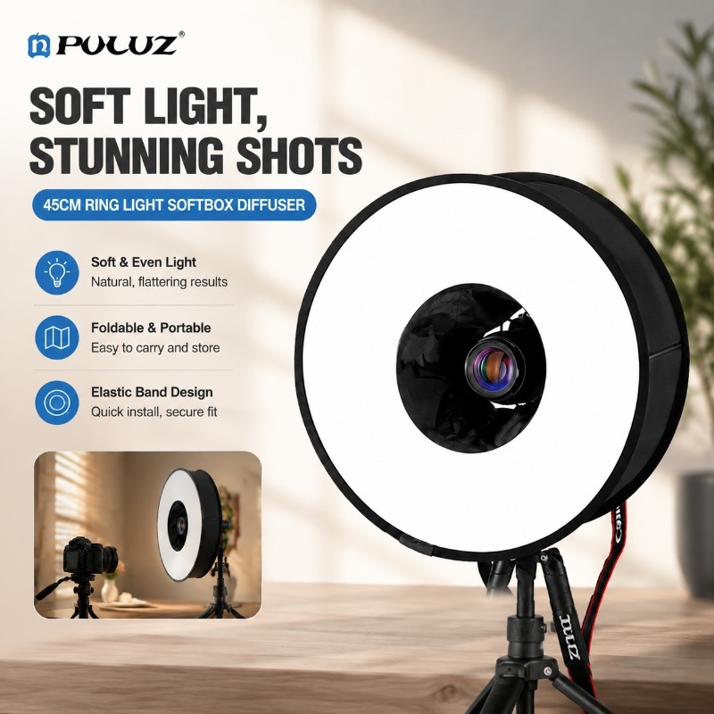 Photography Lighting Types - ซอฟต์บ็อกซ์แบบพับได้ขนาด 45 ซม. พร้อมผ้ากระจายแสงแบบนุ่ม รุ่นอเนกประสงค์จาก Puluz