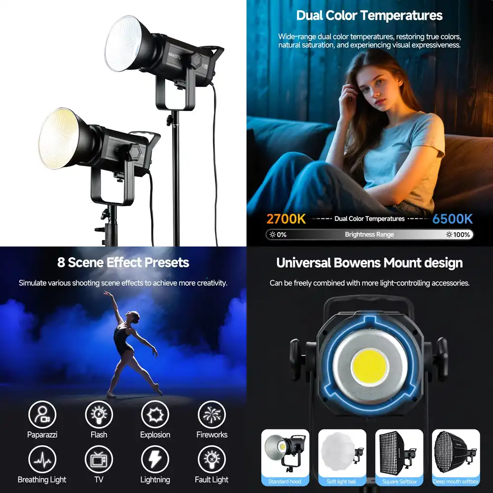 Photography Lighting Direction - ไฟถ่ายภาพกำลังสูง MiaoTu 300w 200w 150w ขายตรงจากโรงงาน